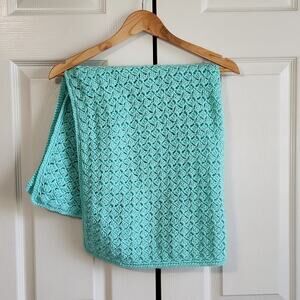 Handmade Aqua Baby Blanket‎ 32 X 31 Bedding Baby Shower Newborn Comfy Colorful
